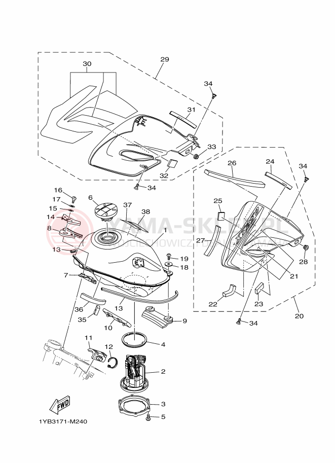 Schemat "zbiornik paliwa" do Yamaha XT250