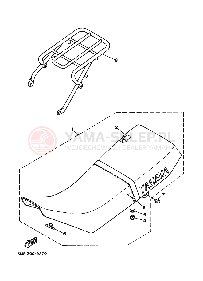 Schemat "siedzenie" do Yamaha DT125RE