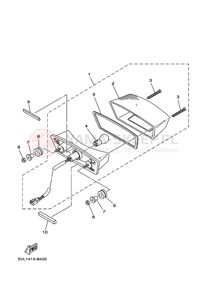 Schemat "lampa tył" do Yamaha YBR125