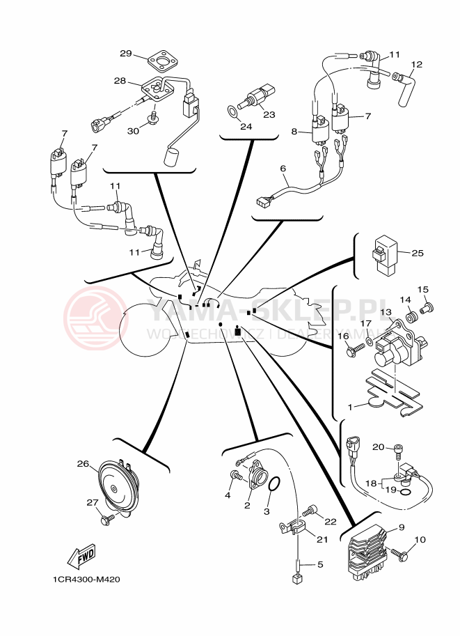 Schemat "układ elektryczny" do Yamaha XV1900A