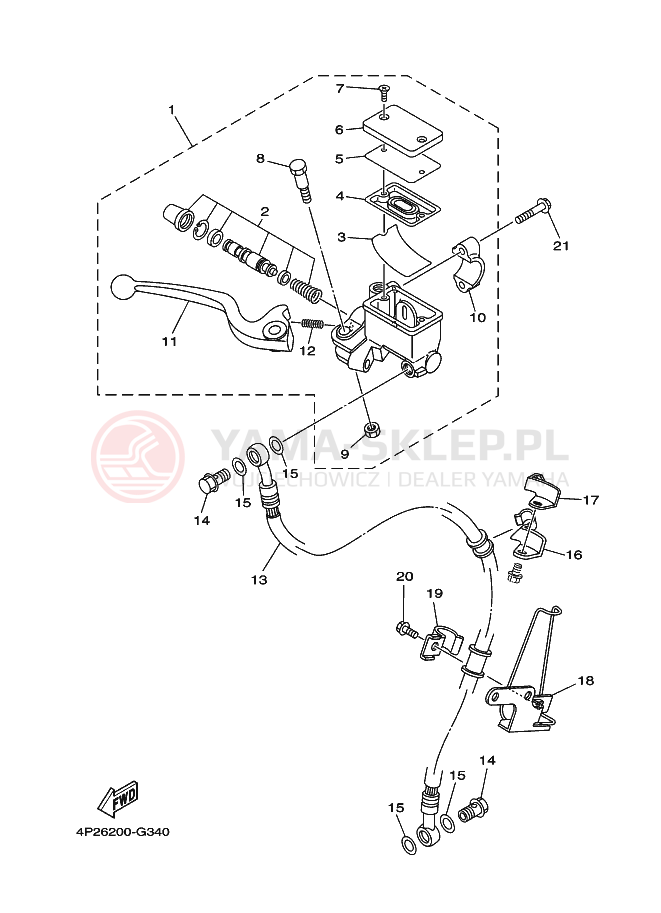 Schemat "Pompa hamulcowa przednia" do Yamaha YBR125E
