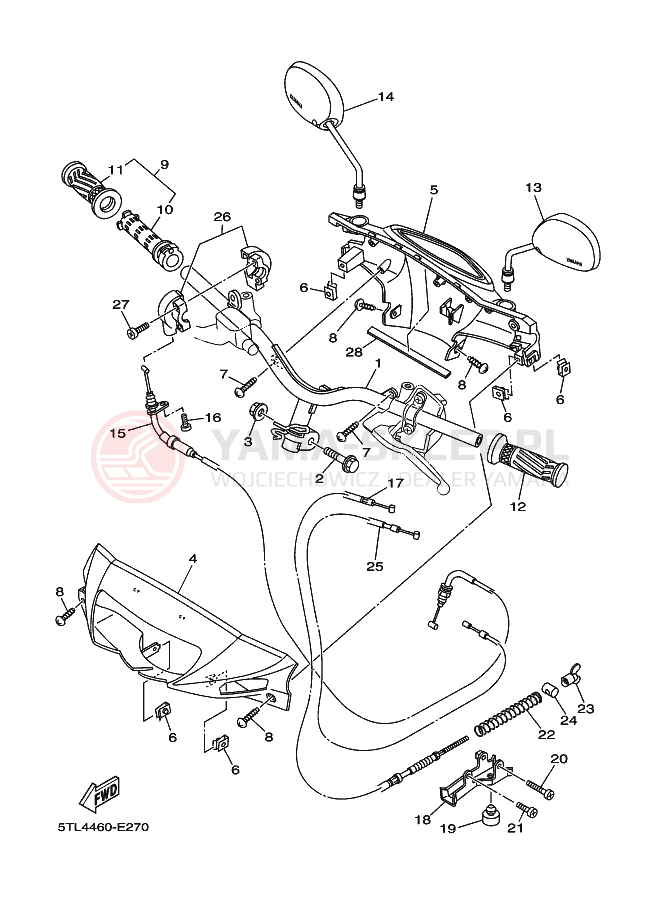Schemat "Kierownica i osprzęt" do Yamaha AL115C MIO