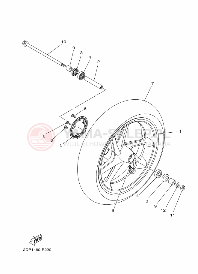 Schemat "Koło przód" do Yamaha NMAX 150