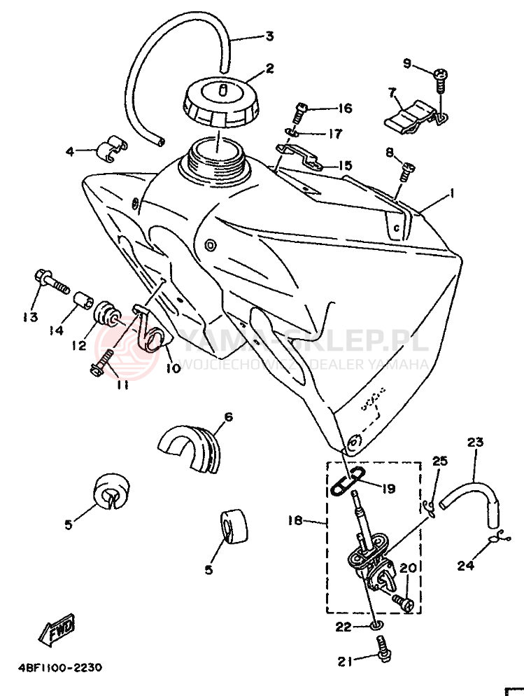 Schemat "zbiornik paliwa" do Yamaha WR200R