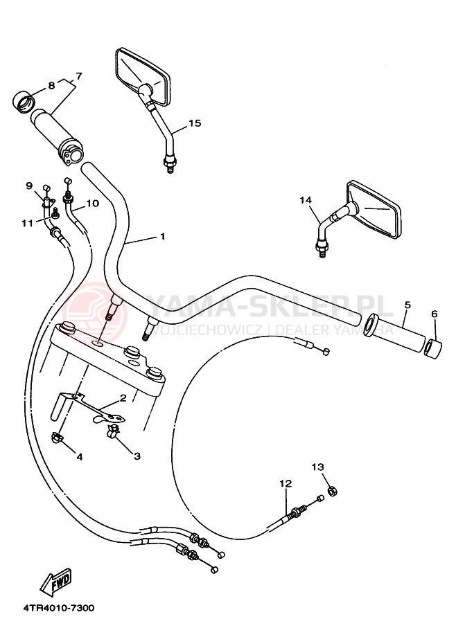 Schemat "Kierownica i osprzęt" do Yamaha XVS400 DRAGSTAR