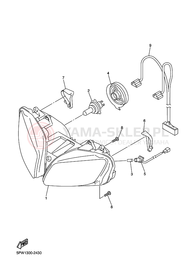 Schemat "Lampa przód" do Yamaha YZF-R1