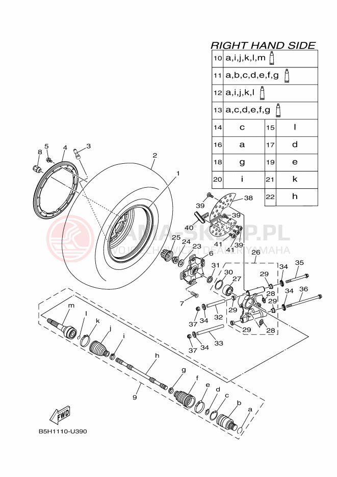 Schemat "Koło tył" do Yamaha YXZ1000R SS