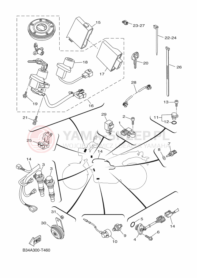 Schemat "układ elektryczny" do Yamaha XSR700