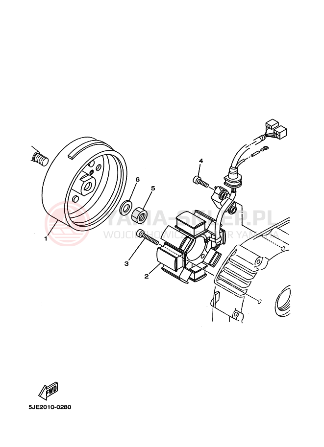 Schemat "prądnica" do Yamaha YB-1 YB-1FOUR YB1-4