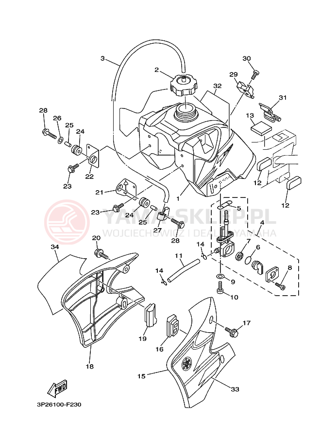 Schemat "zbiornik paliwa" do Yamaha TT-R90E