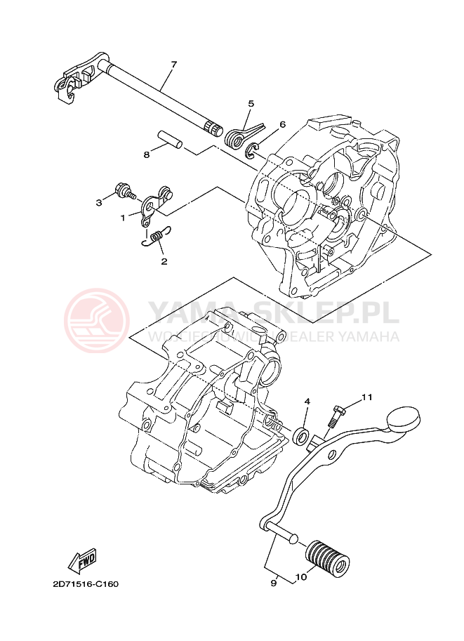 Schemat "Dźwignia zmiany biegów, wałek" do Yamaha YBR125E
