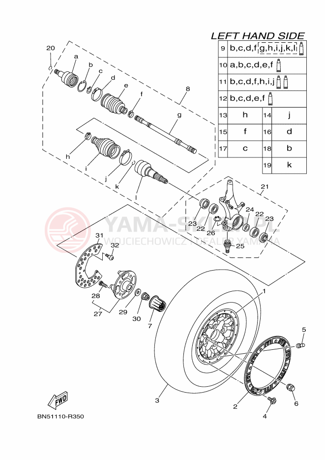 Schemat "Koło przód" do Yamaha WOLVERINE R