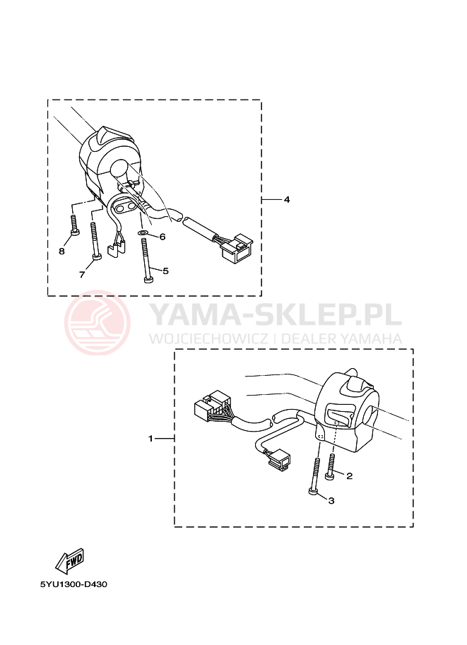 Schemat "Kierownica i osprzęt" do Yamaha MT01