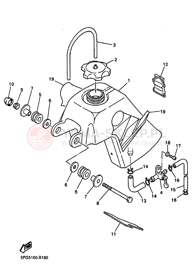 Schemat "zbiornik paliwa" do Yamaha PW50