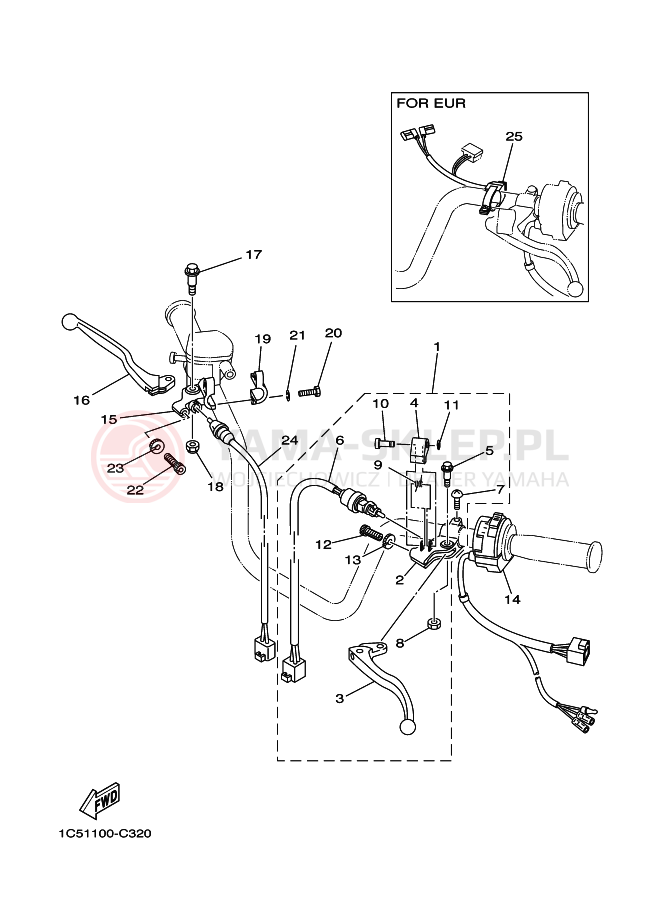Schemat "Kierownica i osprzęt" do Yamaha GRIZZLY