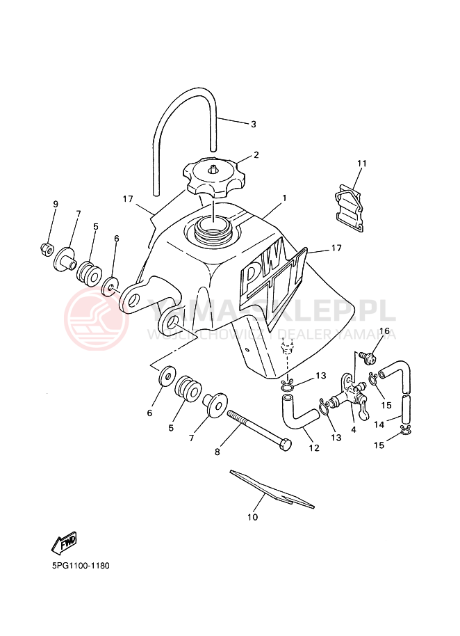 Schemat "zbiornik paliwa" do Yamaha PW50
