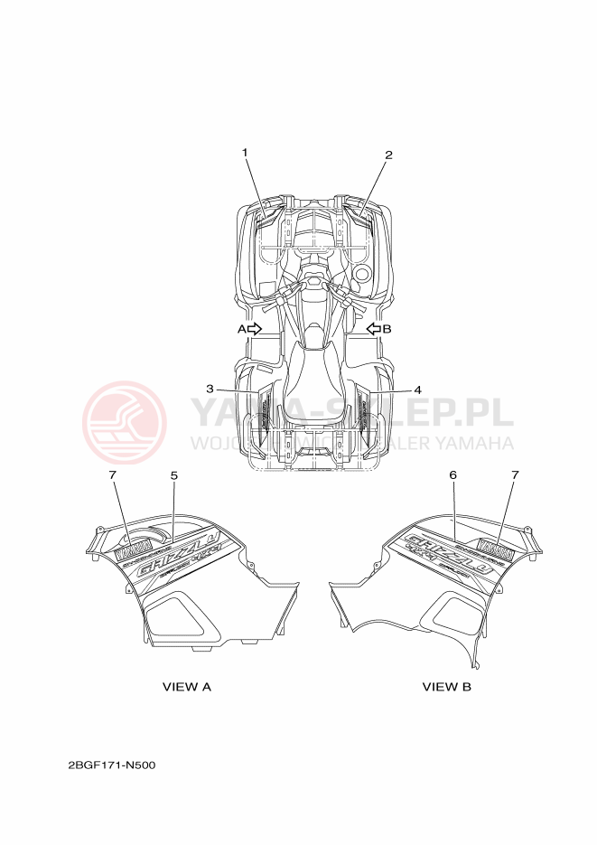 Schemat "Naklejki" do Yamaha YFM700PLE