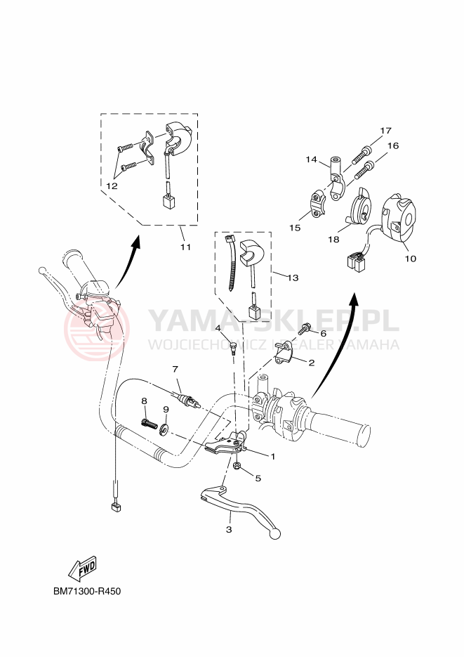 Schemat "Kierownica i osprzęt" do Yamaha GRIZZLY 450 EPS