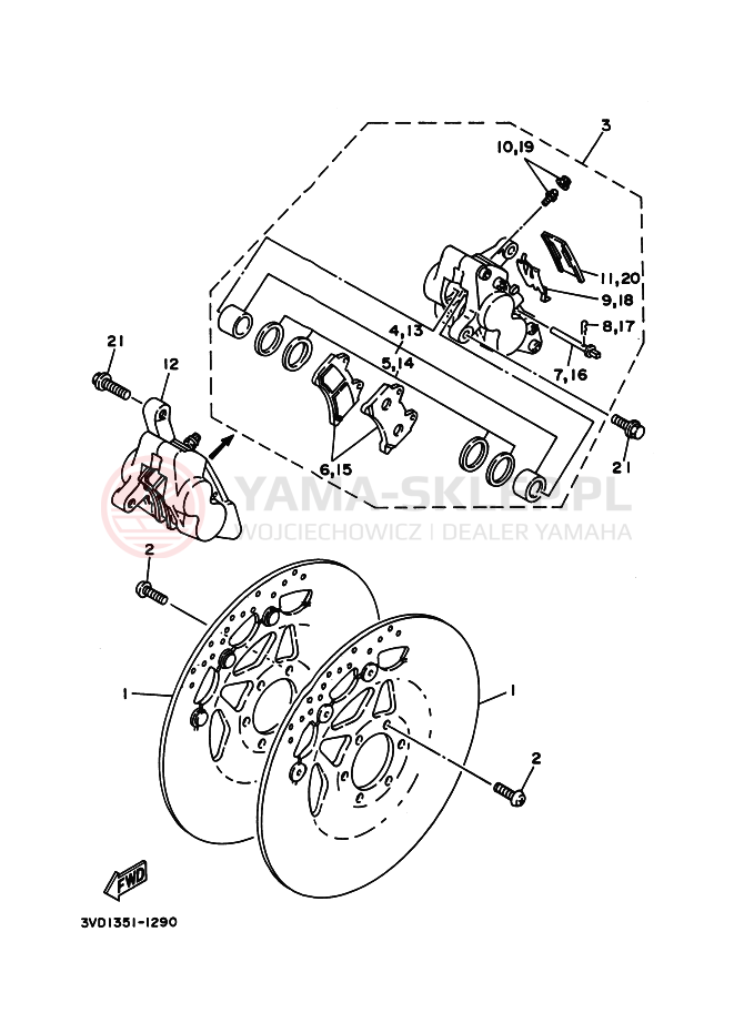 Schemat "Układ hamulcowy przód" do Yamaha TDM850