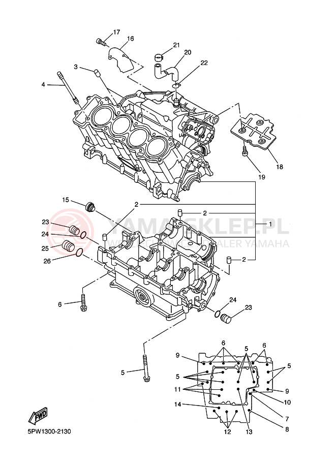 Schemat "Obudowa silnika" do Yamaha YZF-R1 R1