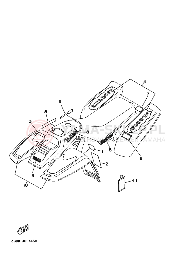 Schemat "naklejki" do Yamaha WARRIOR