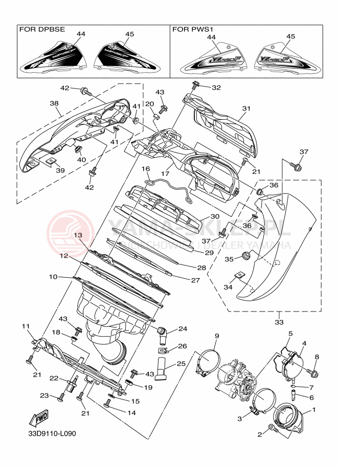 Schemat "Wtrysk paliwa" do Yamaha YZ450F