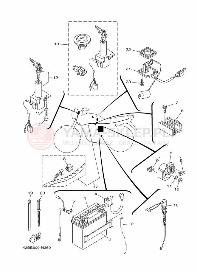 Schemat "układ elektryczny" do Yamaha YBR125EGS