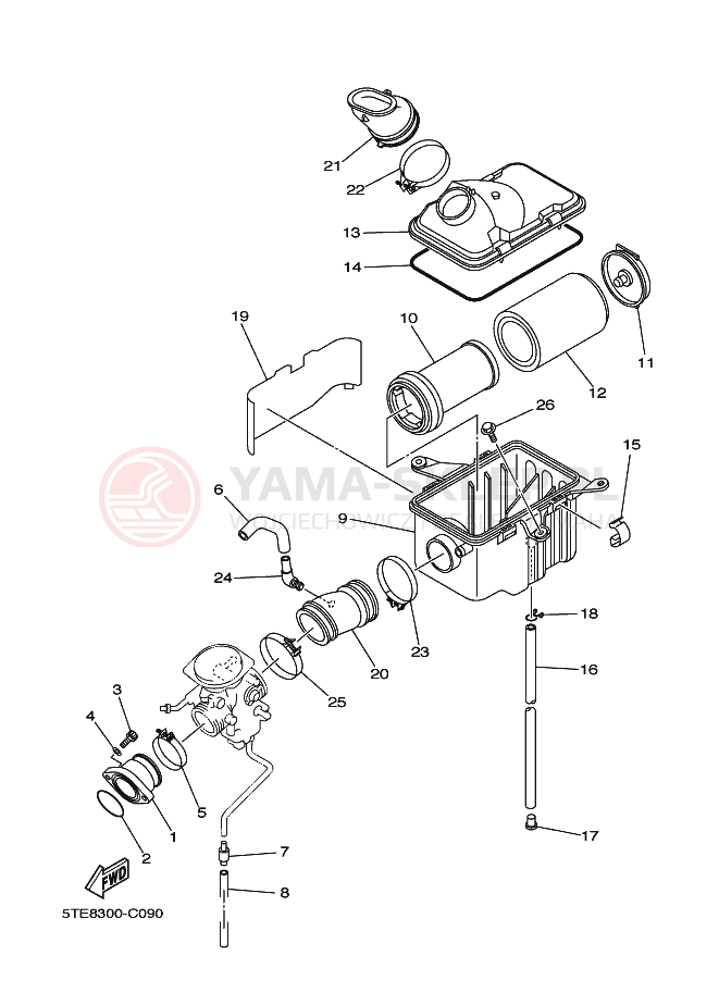 Schemat "Wtrysk paliwa" do Yamaha KODIAK 4WD