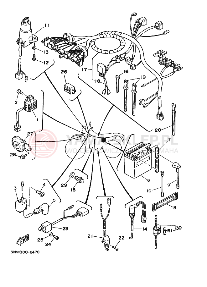 Schemat "układ elektryczny" do Yamaha XT350