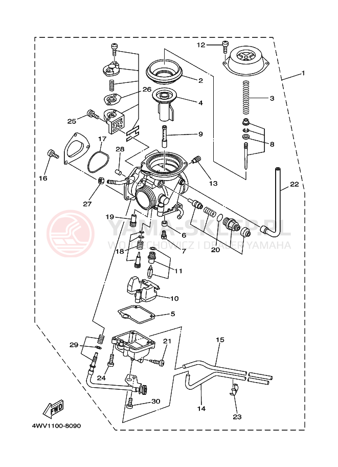 Schemat "Gaźnik" do Yamaha YFM600FWA