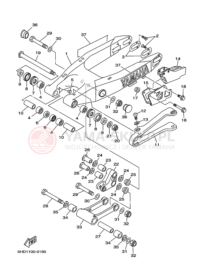 Schemat "wahacz" do Yamaha YZ250