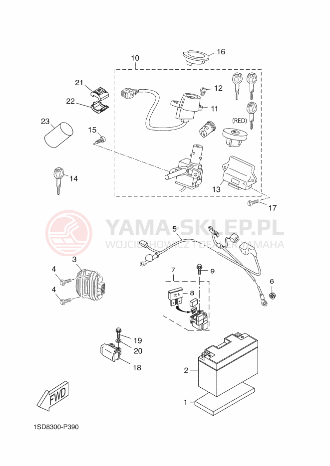 Schemat "układ elektryczny" do Yamaha X-MAX 400 ABS