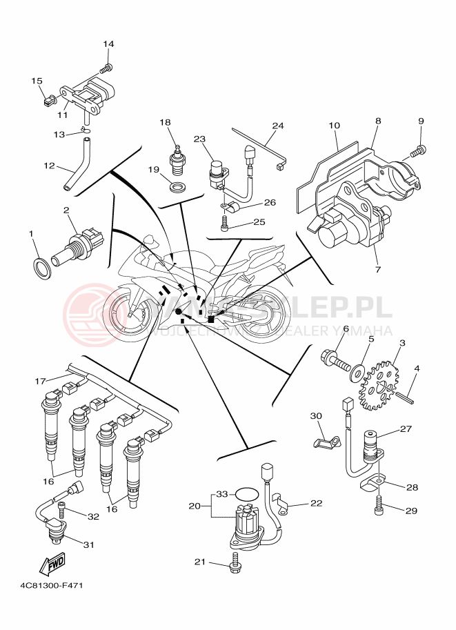 Schemat "układ elektryczny" do Yamaha YZF-R1