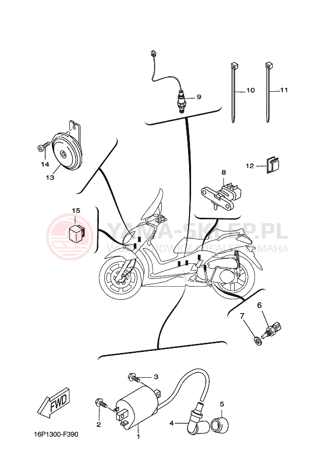 Schemat "układ elektryczny" do Yamaha XCITY