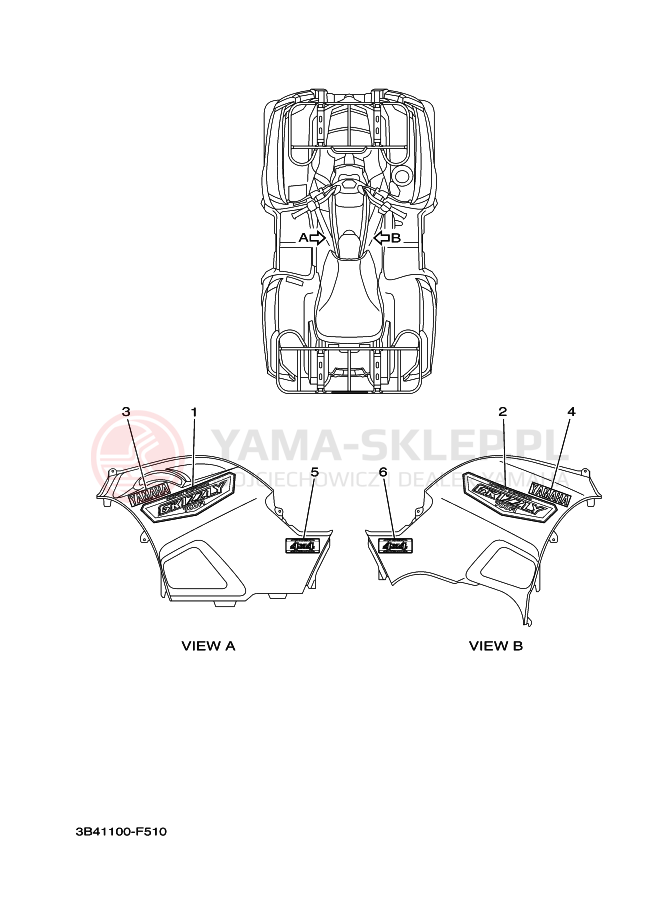 Schemat "Naklejki" do Yamaha GRIZZLY 700 FI