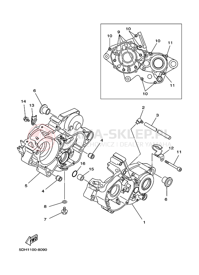Schemat "Pokrywa silnika" do Yamaha YZ125