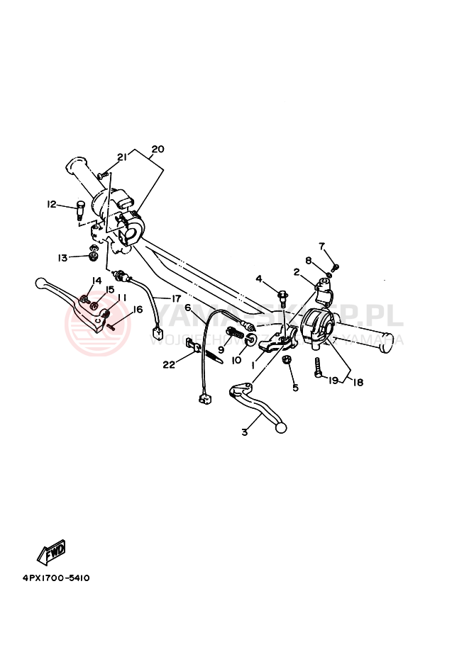 Schemat "Kierownica i osprzęt" do Yamaha TT250R TT250RS