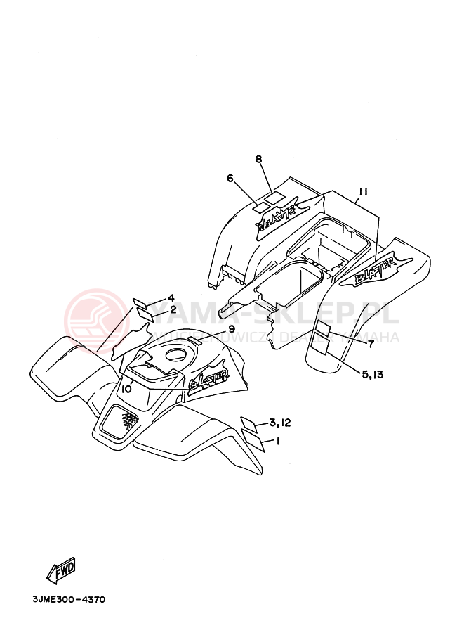 Schemat "naklejki" do Yamaha BLASTER