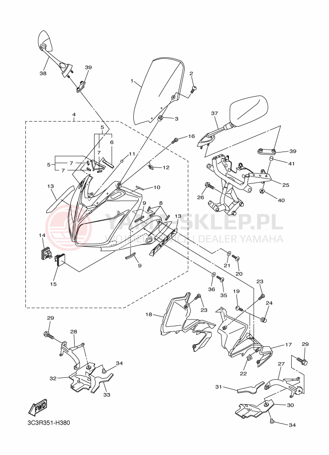 Schemat "Obudowa silnika" do Yamaha FAZER