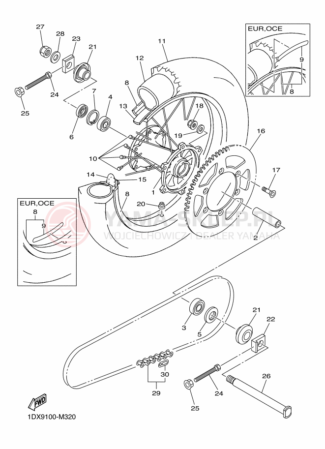 Schemat "Koło tył" do Yamaha WR450F
