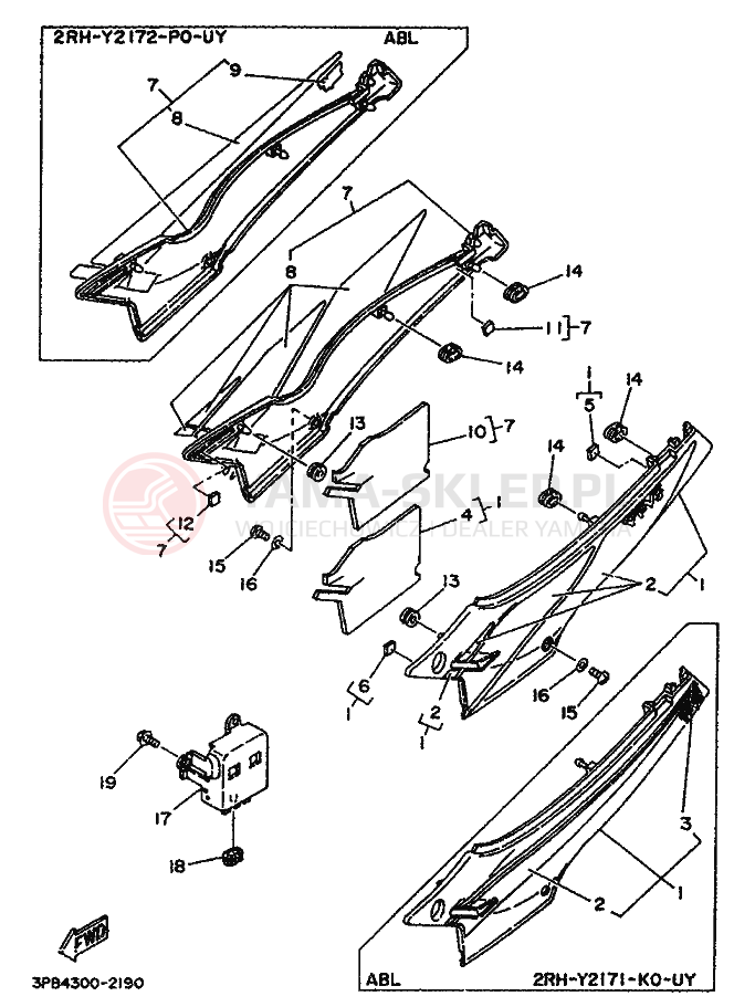 Schemat "Pokrywa boczna" do Yamaha TZR125