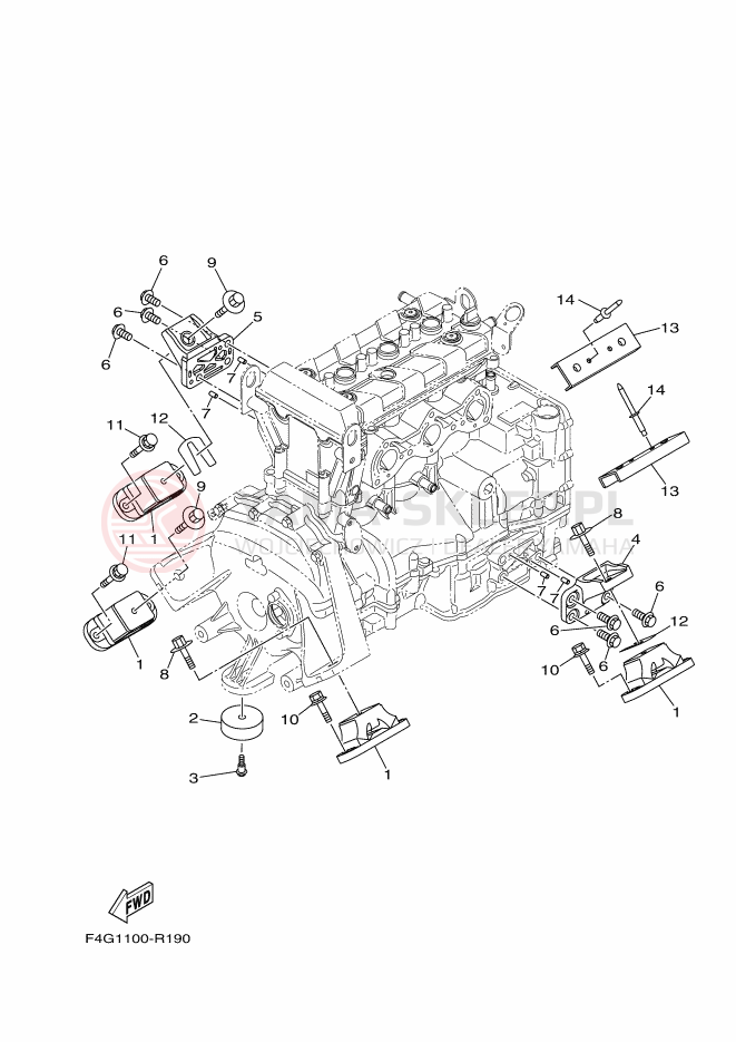 Schemat "Mocowanie silnika" do Yamaha VX LIMITED