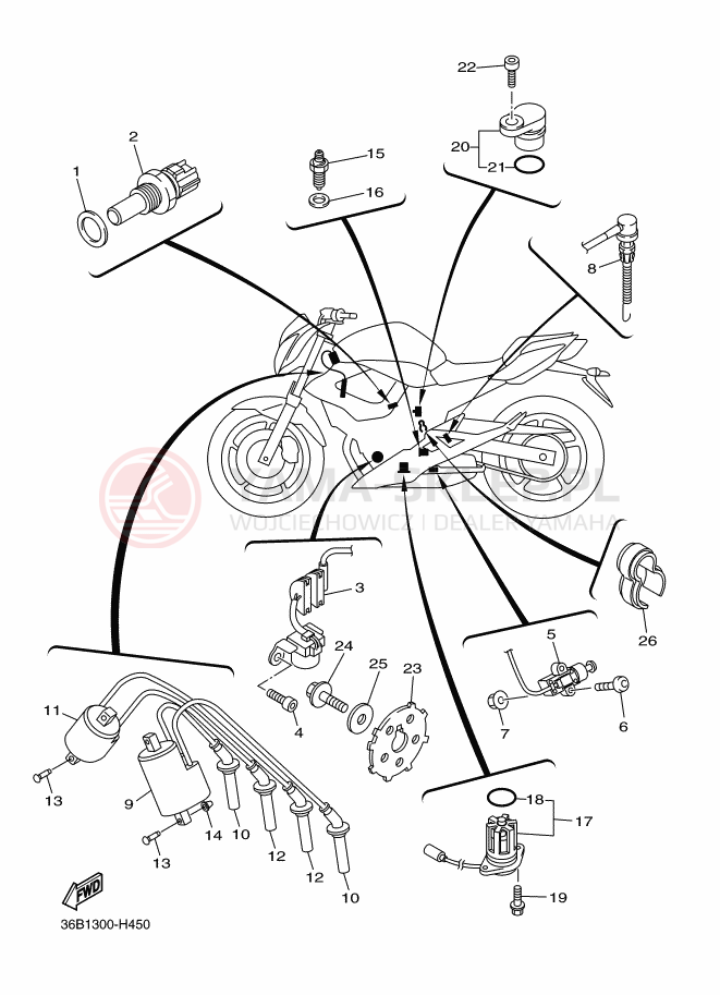 Schemat "układ elektryczny" do Yamaha XJ6