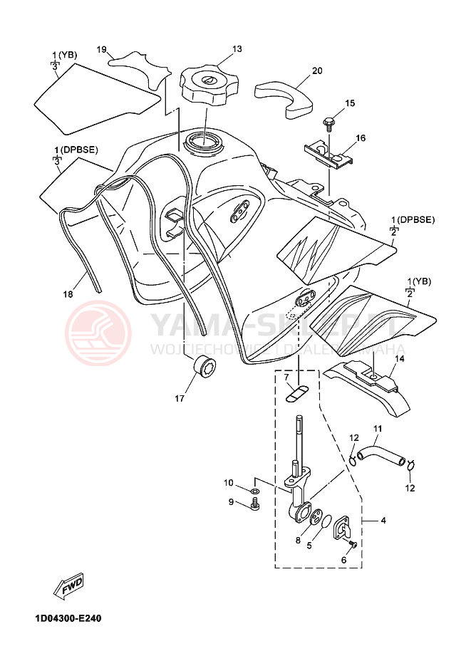 Schemat "zbiornik paliwa" do Yamaha DT125RE