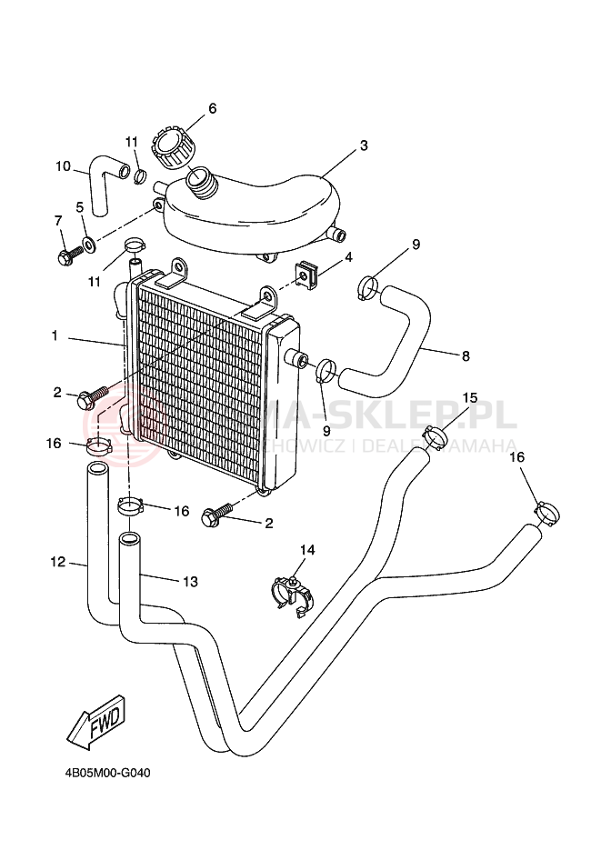 Schemat "Układ chlodzenia" do Yamaha AEROX