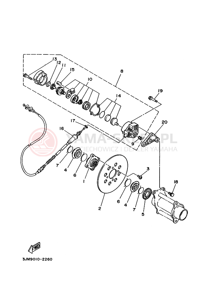 Schemat "Zacisk hamulcowy tylny" do Yamaha BLASTER
