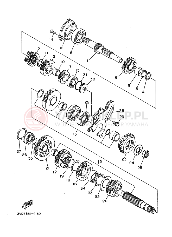 Schemat "Skrzynia biegów " do Yamaha TDM850