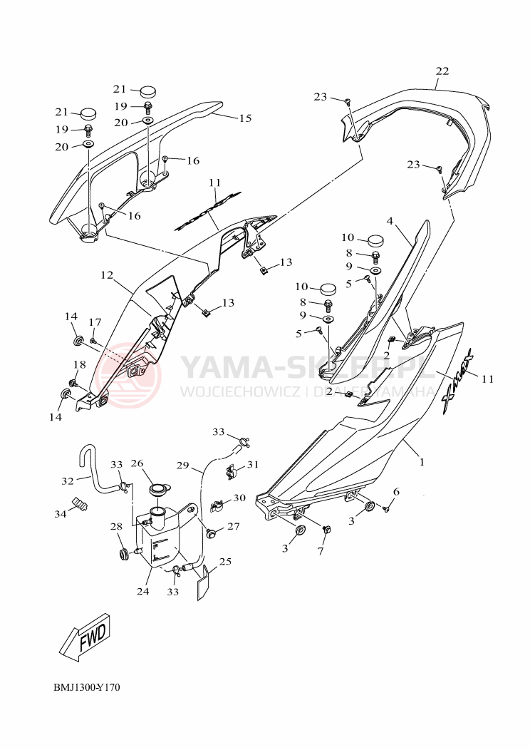 Schemat "Pokrywa boczna" do Yamaha XMAX 125 TECH MAX