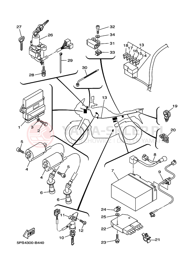 Schemat "układ elektryczny" do Yamaha TDM900