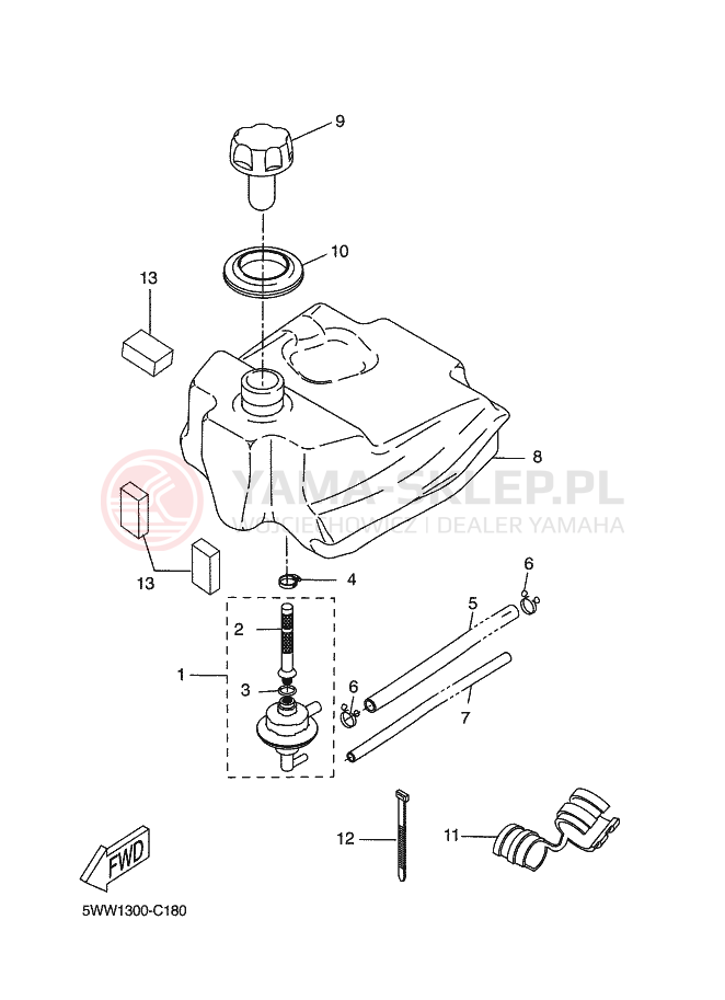 Schemat "zbiornik paliwa" do Yamaha BWS